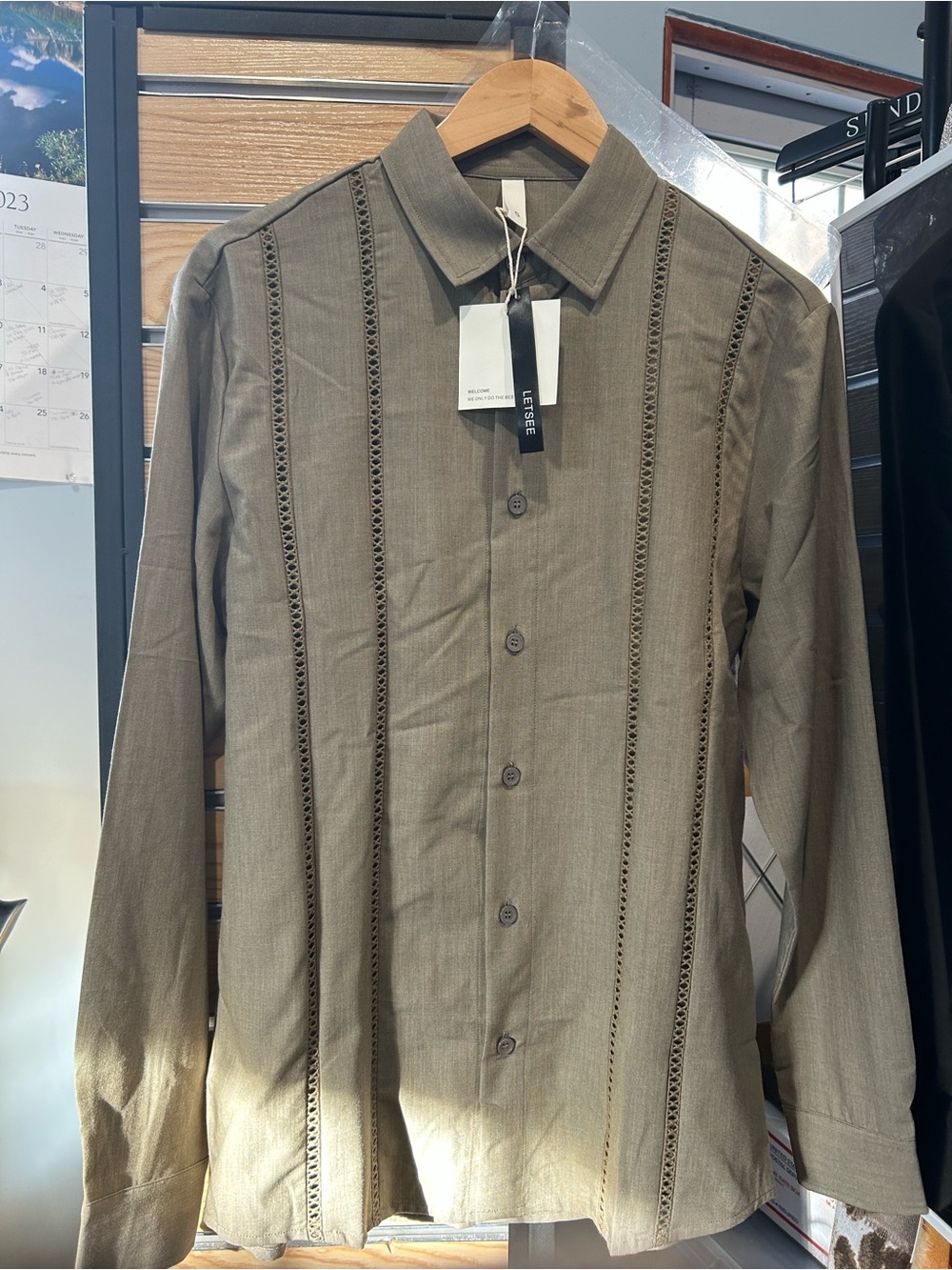 Cuban Guayabera Army Green Dress Shirt